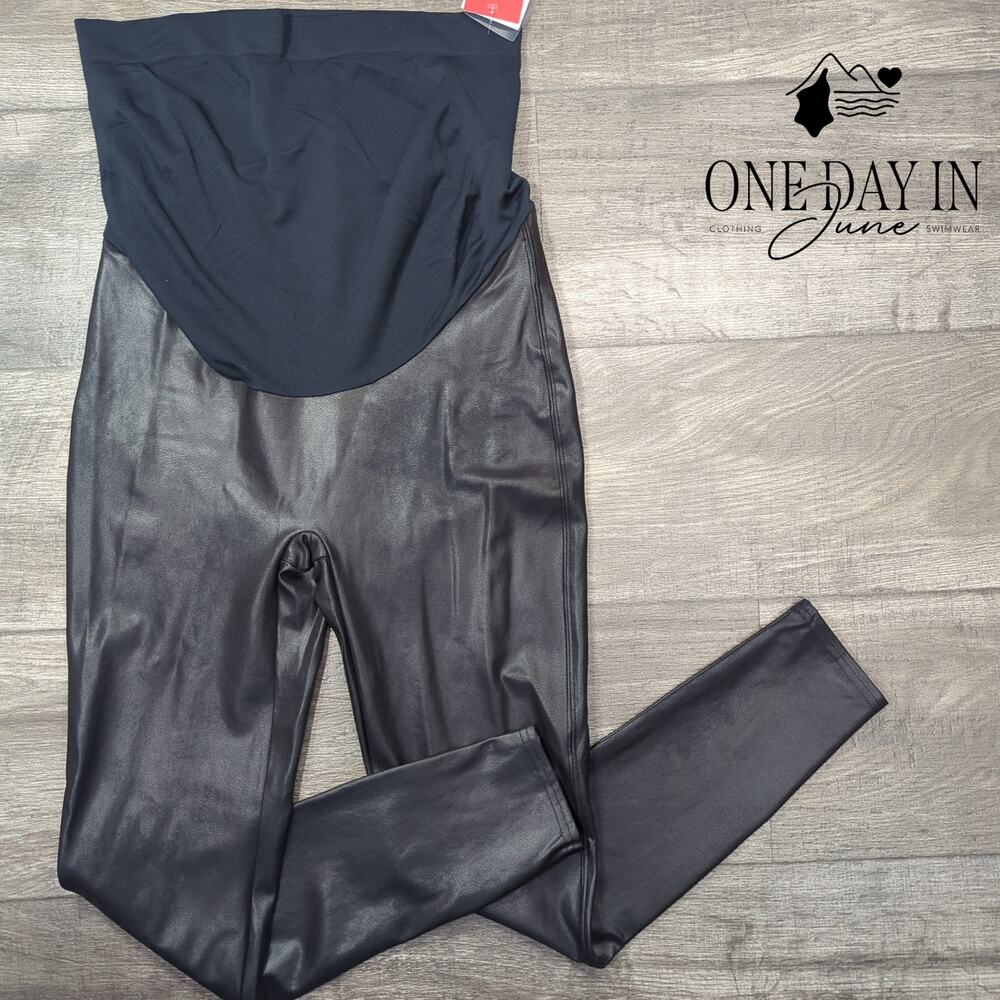Spanx Faux Leather Maternity Leggings Size XL